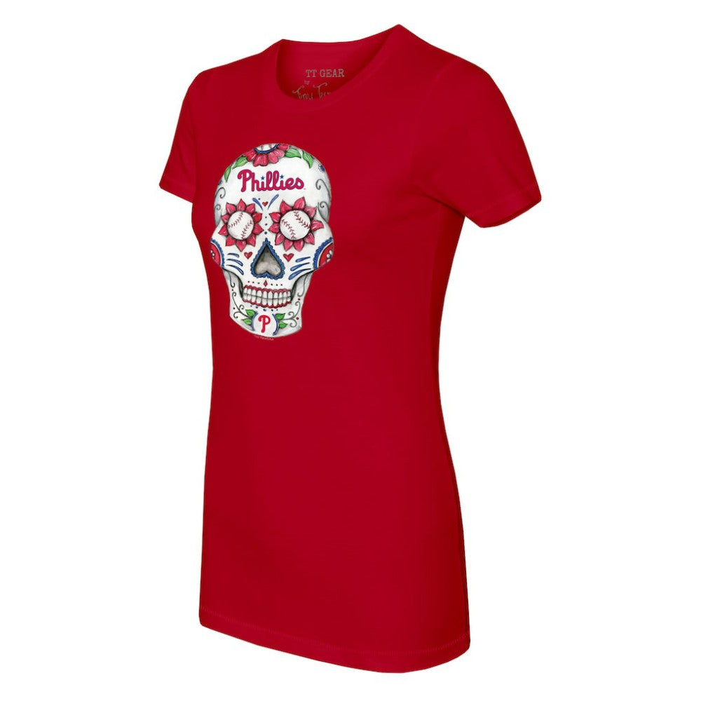 Philadelphia Phillies Tiny Turnip Women's Sugar Skull T-Shirt - Red T-shirts
