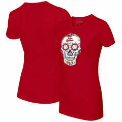 St. Louis Cardinals Tiny Turnip Women's Sugar Skull T-Shirt - Red T-shirts