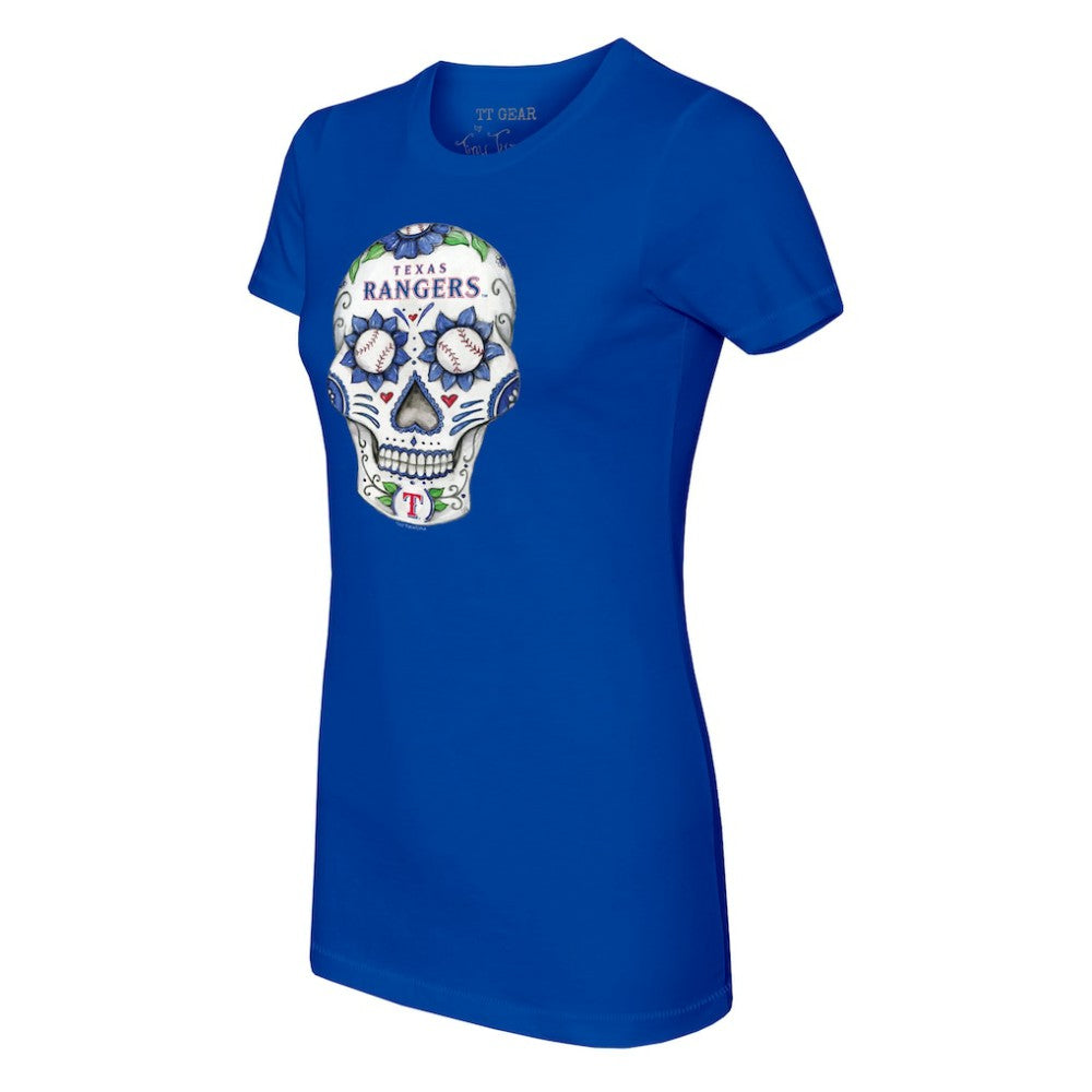 Texas Rangers Tiny Turnip Women's Sugar Skull T-Shirt - Royal T-shirts