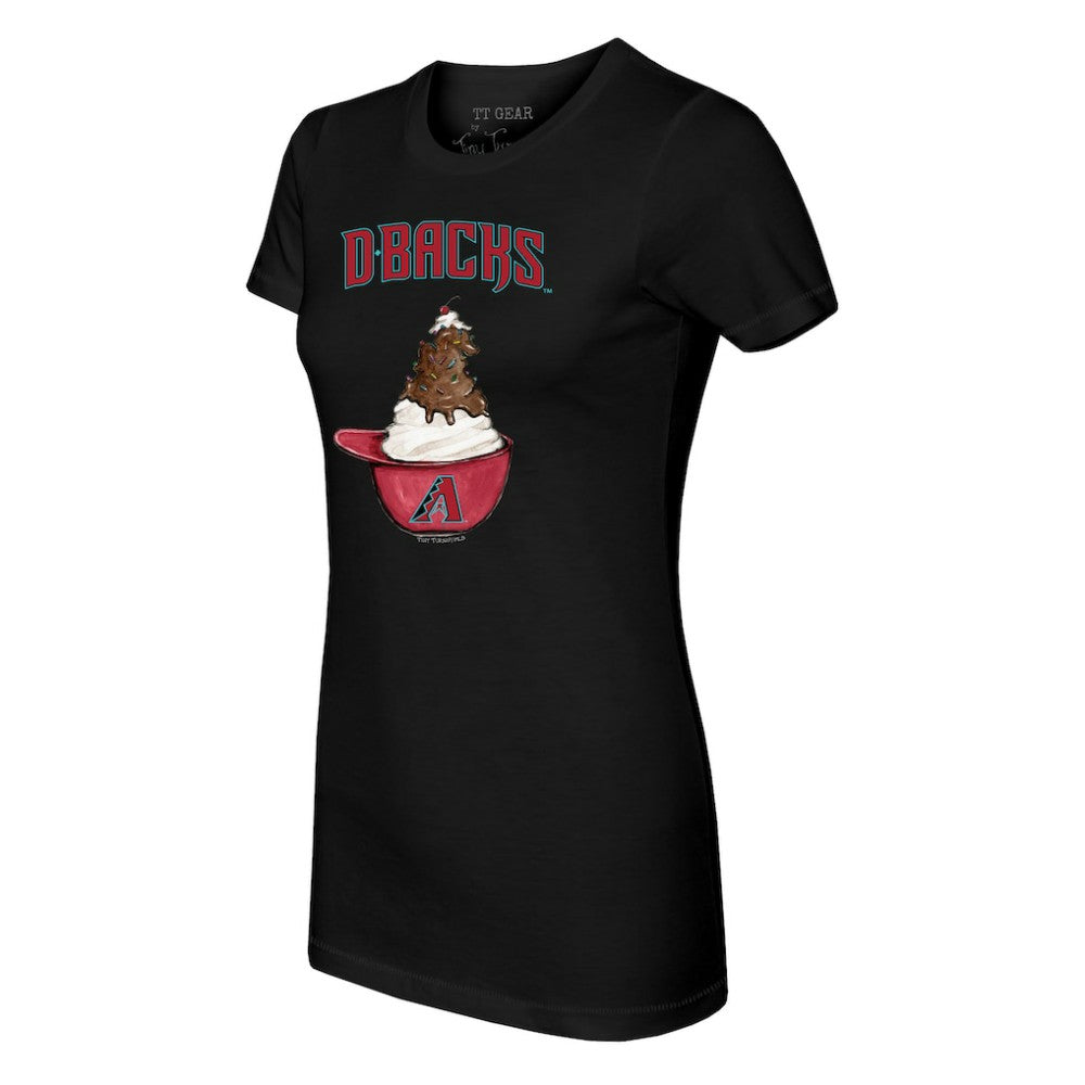 Arizona Diamondbacks Tiny Turnip Women's Sundae Helmet T-Shirt - Black T-shirts