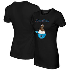 Miami Marlins Tiny Turnip Women's Sundae Helmet T-Shirt - Black T-shirts