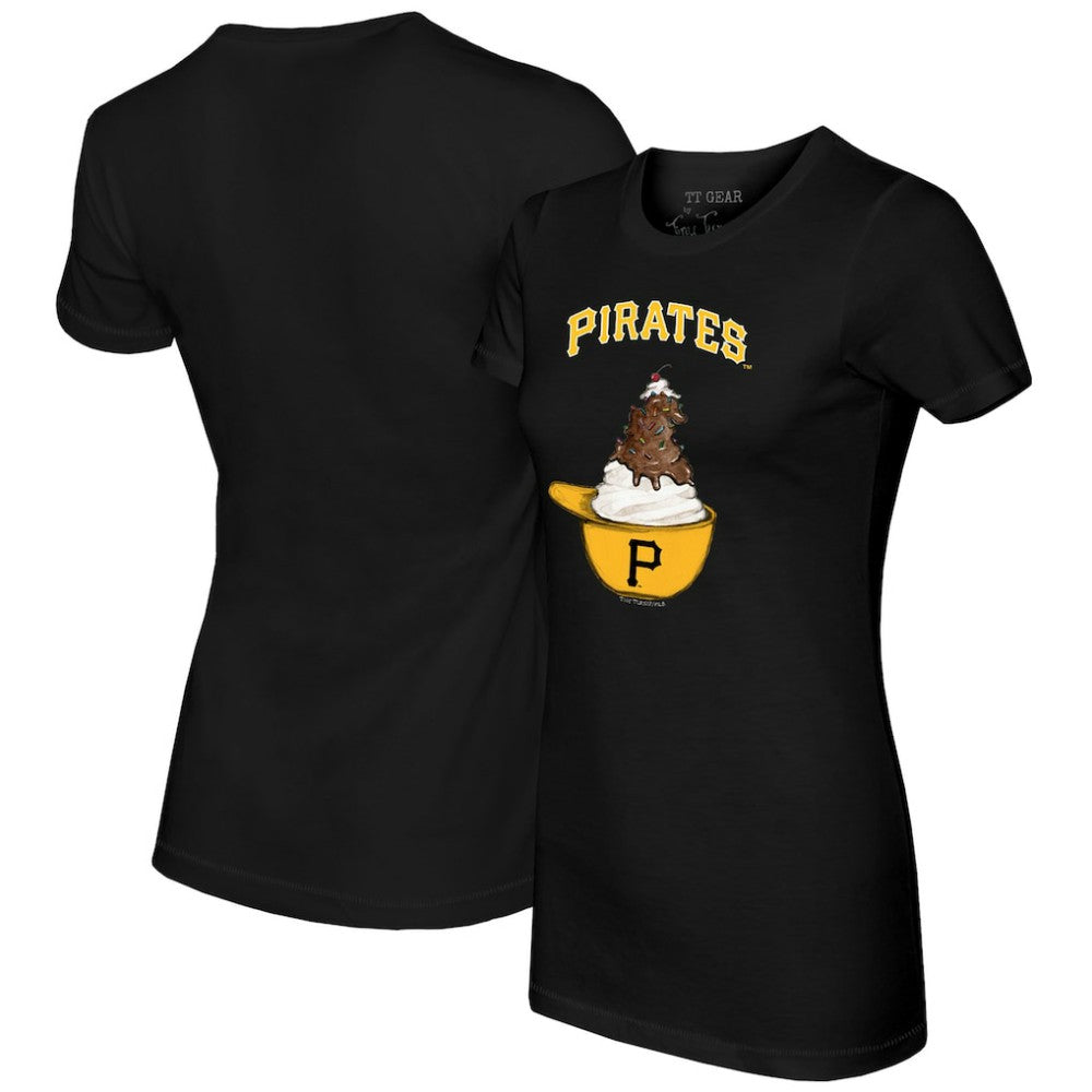 Pittsburgh Pirates Tiny Turnip Women's Sundae Helmet T-Shirt - Black T-shirts