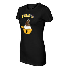 Pittsburgh Pirates Tiny Turnip Women's Sundae Helmet T-Shirt - Black T-shirts