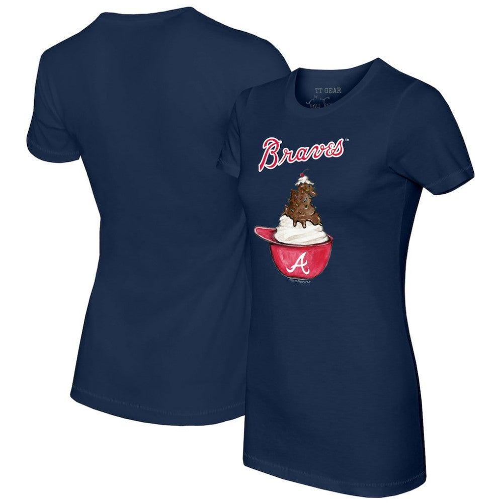 Atlanta Braves Tiny Turnip Women's Sundae Helmet T-Shirt - Navy T-shirts