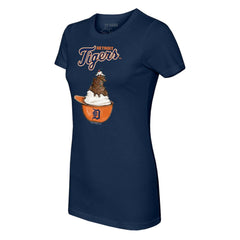 Detroit Tigers Tiny Turnip Women's Sundae Helmet T-Shirt - Navy T-shirts