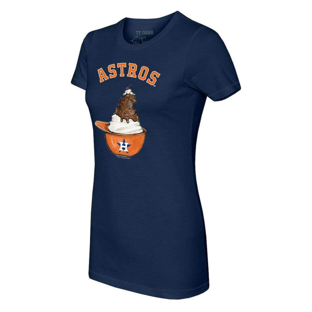 Houston Astros Tiny Turnip Women's Sundae Helmet T-Shirt - Navy T-shirts