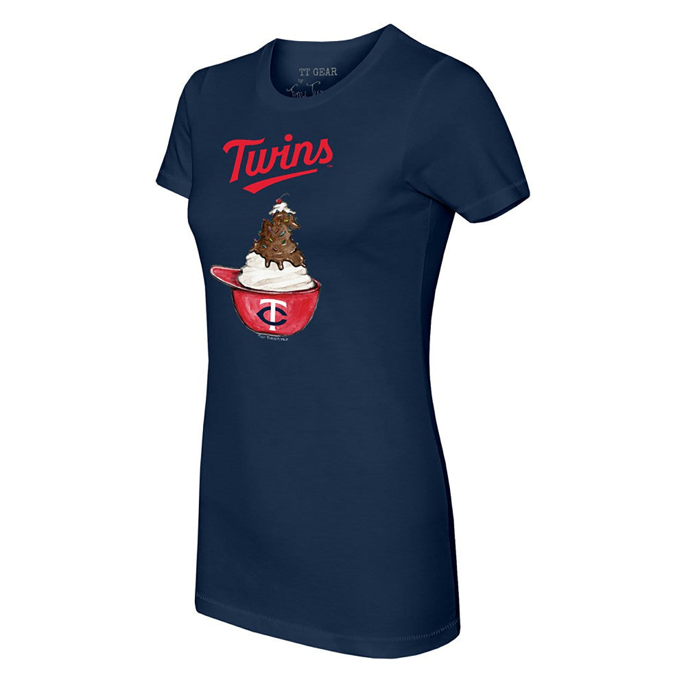 Minnesota Twins Tiny Turnip Women's Sundae Helmet T-Shirt - Navy T-shirts