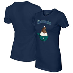 Seattle Mariners Tiny Turnip Women's Sundae Helmet T-Shirt - Navy T-shirts