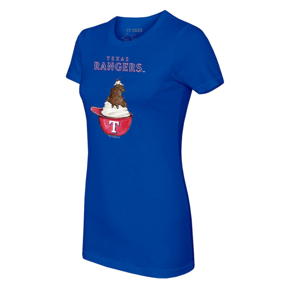 Texas Rangers Tiny Turnip Women's Sundae Helmet T-Shirt - Royal T-shirts