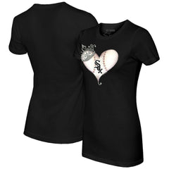 Chicago White Sox Tiny Turnip Women's Tiara Heart T-Shirt - Black T-shirts