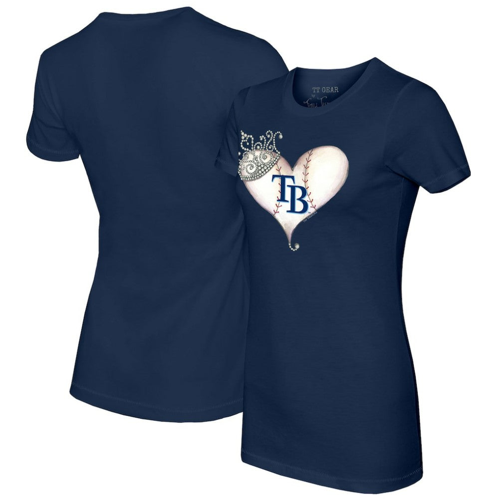 Tampa Bay Rays Tiny Turnip Women's Tiara Heart T-Shirt - Navy T-shirts