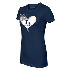 Tampa Bay Rays Tiny Turnip Women's Tiara Heart T-Shirt - Navy T-shirts