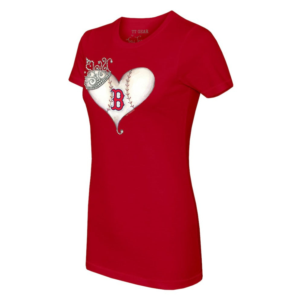 Boston Red Sox Tiny Turnip Women's Tiara Heart T-Shirt - Red T-shirts