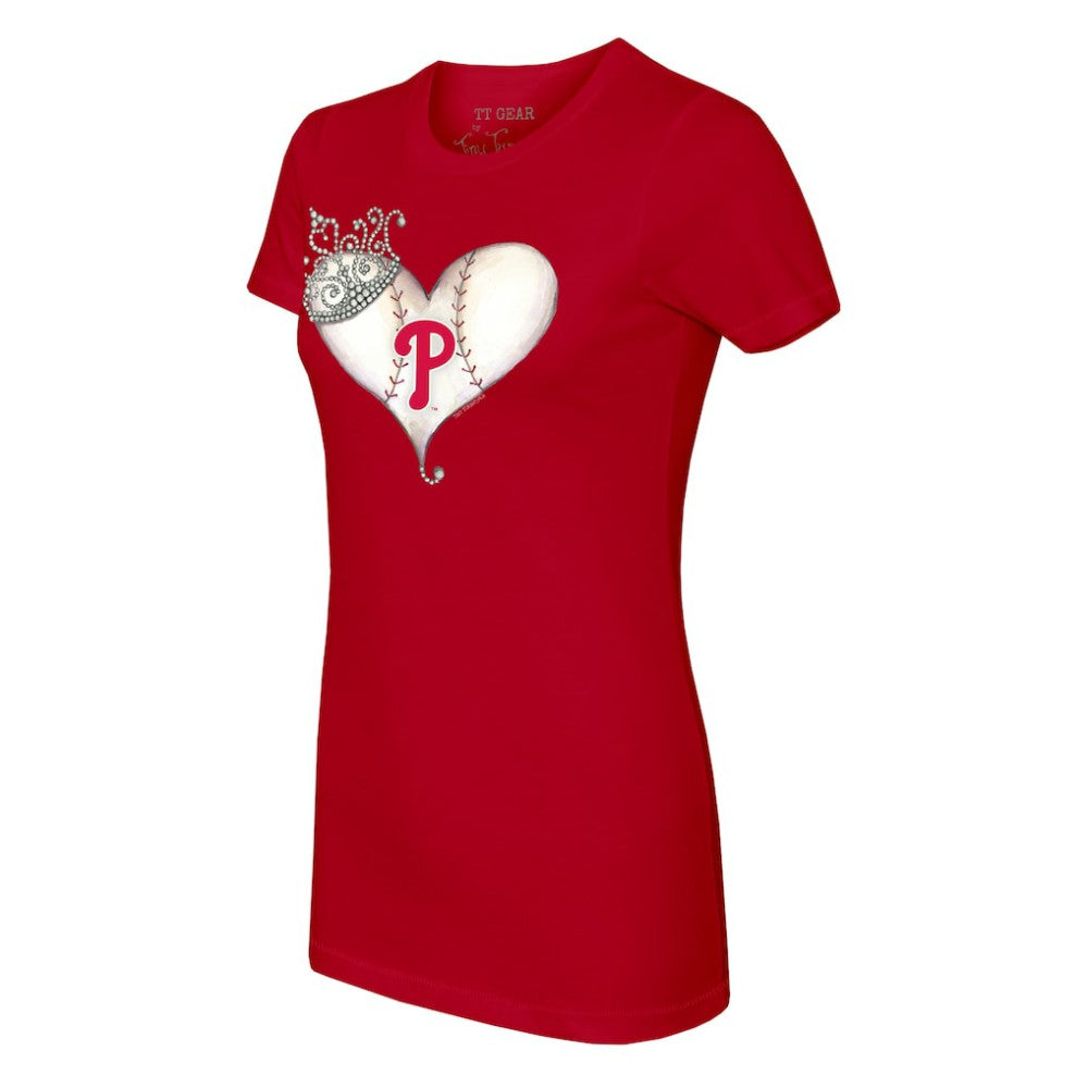 Philadelphia Phillies Tiny Turnip Women's Tiara Heart T-Shirt - Red T-shirts