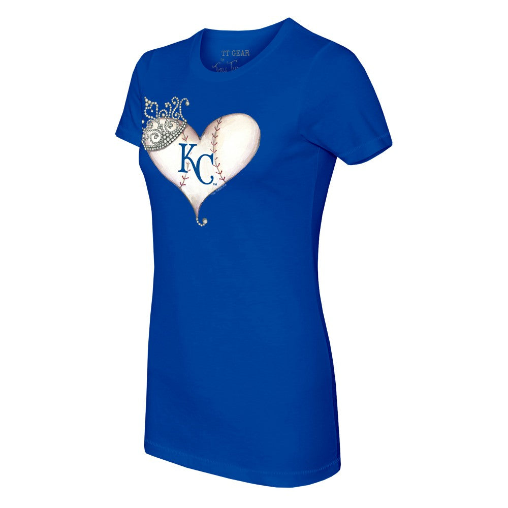 Kansas City Royals Tiny Turnip Women's Tiara Heart T-Shirt - Royal T-shirts