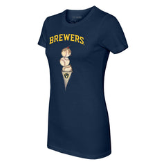 Milwaukee Brewers Tiny Turnip Women's Triple Scoop T-Shirt - Navy T-shirts