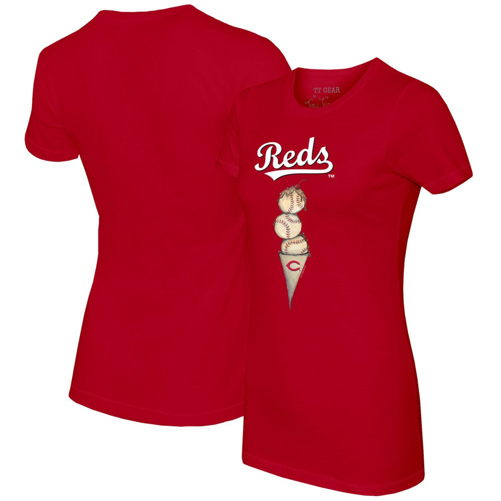 Cincinnati Reds Tiny Turnip Women's Triple Scoop T-Shirt - Red T-shirts