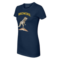 Milwaukee Brewers Tiny Turnip Women's TT Rex T-Shirt - Navy T-shirts