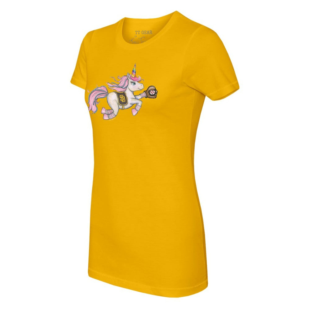 San Diego Padres Tiny Turnip Women's Unicorn T-Shirt - Gold T-shirts