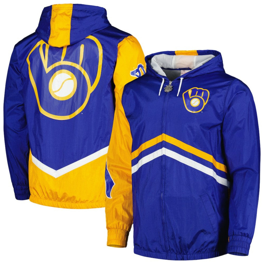 Milwaukee Brewers Mitchell & Ness Undeniable Full-Zip Hoodie Windbreaker Jacket - Royal Jackets
