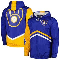 Milwaukee Brewers Mitchell & Ness Undeniable Full-Zip Hoodie Windbreaker Jacket - Royal Jackets