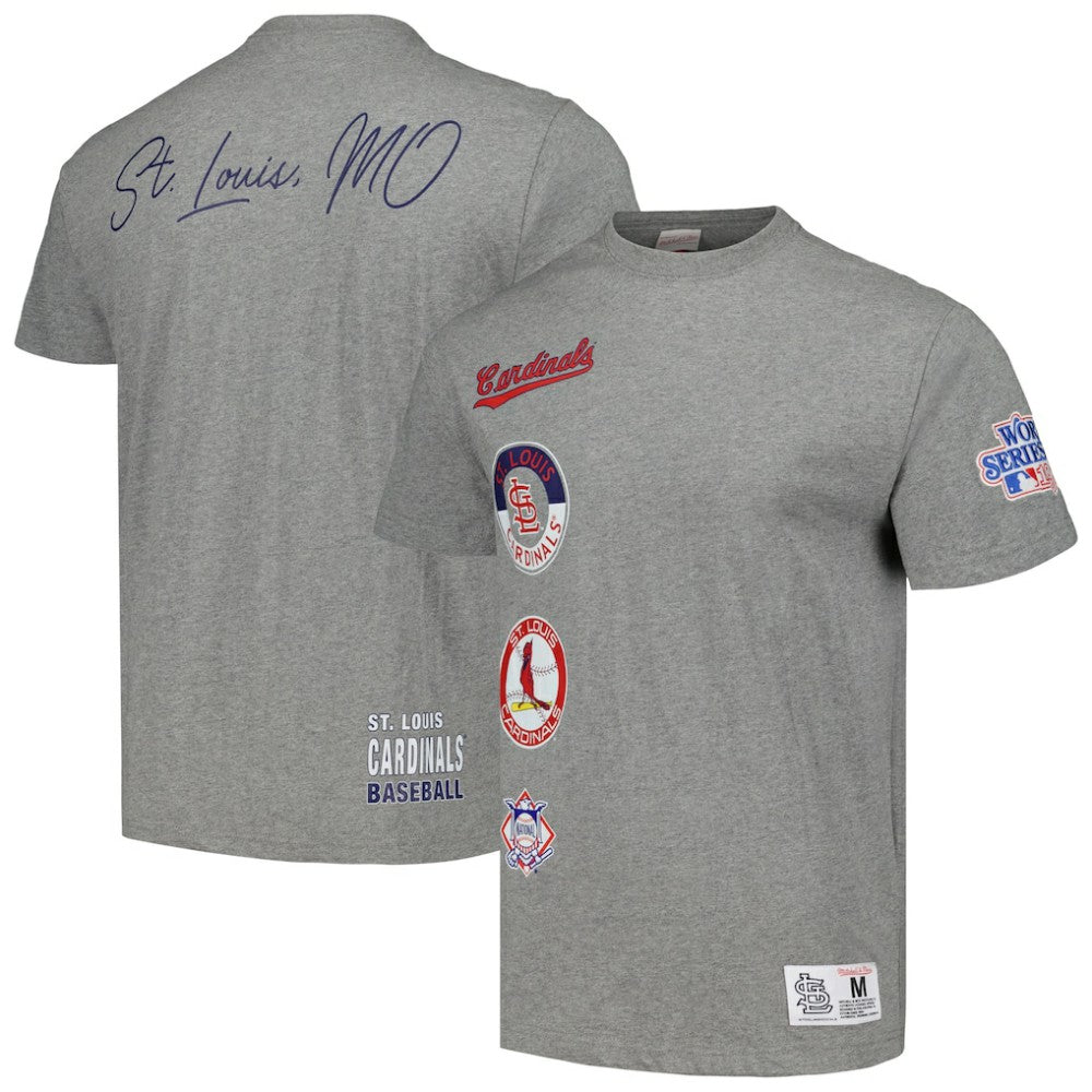 St. Louis Cardinals Mitchell & Ness Cooperstown Collection City Collection T-Shirt - Heather Gray T-shirts