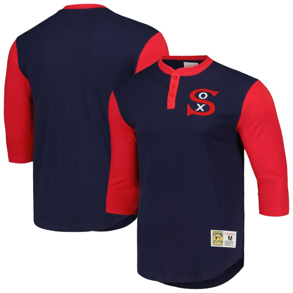 Chicago White Sox Mitchell & Ness Cooperstown Collection Legendary Slub Henley 3/4-Sleeve T-Shirt - Navy T-shirts