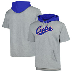 Chicago Cubs Mitchell & Ness Postgame Short Sleeve Pullover Hoodie - Heather Gray Hoodies