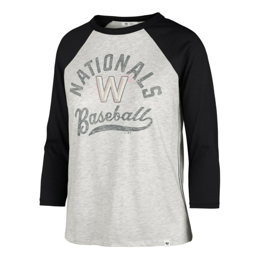 Washington Nationals '47 Women's City Connect Retro Daze Ava Raglan 3/4-Sleeve T-Shirt - Gray T-shirts