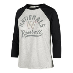 Washington Nationals '47 Women's City Connect Retro Daze Ava Raglan 3/4-Sleeve T-Shirt - Gray T-shirts