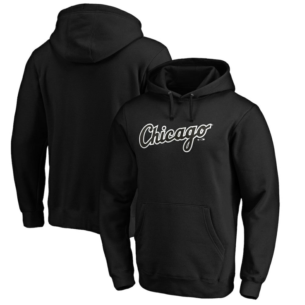 Chicago White Sox Official Wordmark Fitted Pullover Hoodie - Black Hoodies