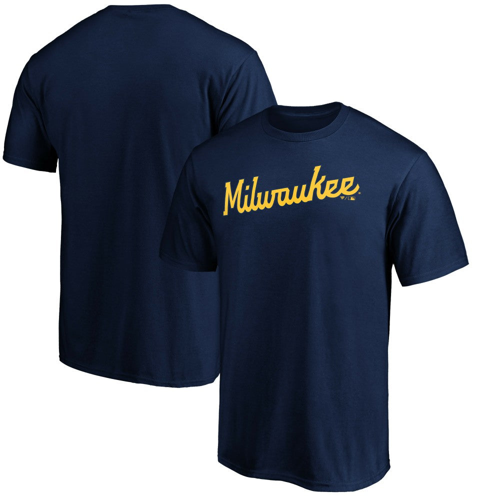 Milwaukee Brewers Official Team Wordmark T-Shirt - Navy T-shirts
