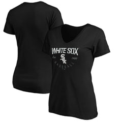 Chicago White Sox Women's Core Live For It V-Neck T-Shirt - Black T-shirts