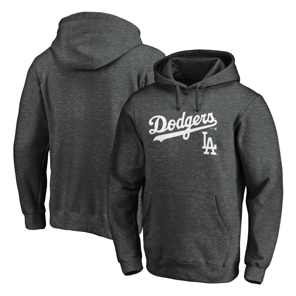 Los Angeles Dodgers Team Lock Up Wordmark Pullover Hoodie - Charcoal Hoodies