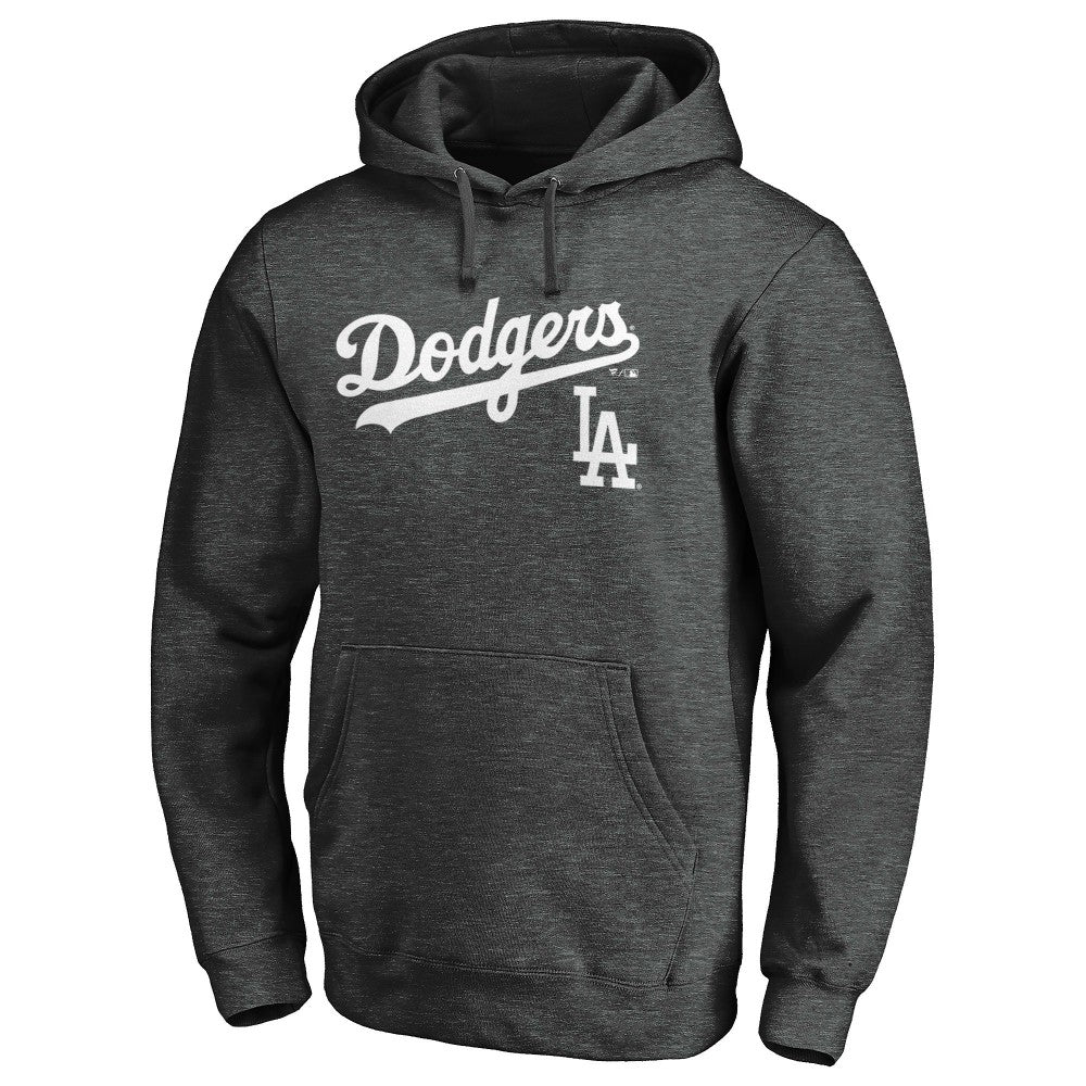 Los Angeles Dodgers Team Lock Up Wordmark Pullover Hoodie - Charcoal Hoodies