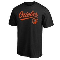 Baltimore Orioles Team Lock Up Wordmark T-Shirt - Black T-shirts