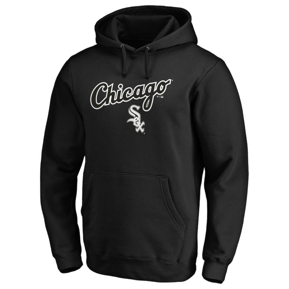 Chicago White Sox Team Lock Up Wordmark Pullover Hoodie - Black Hoodies