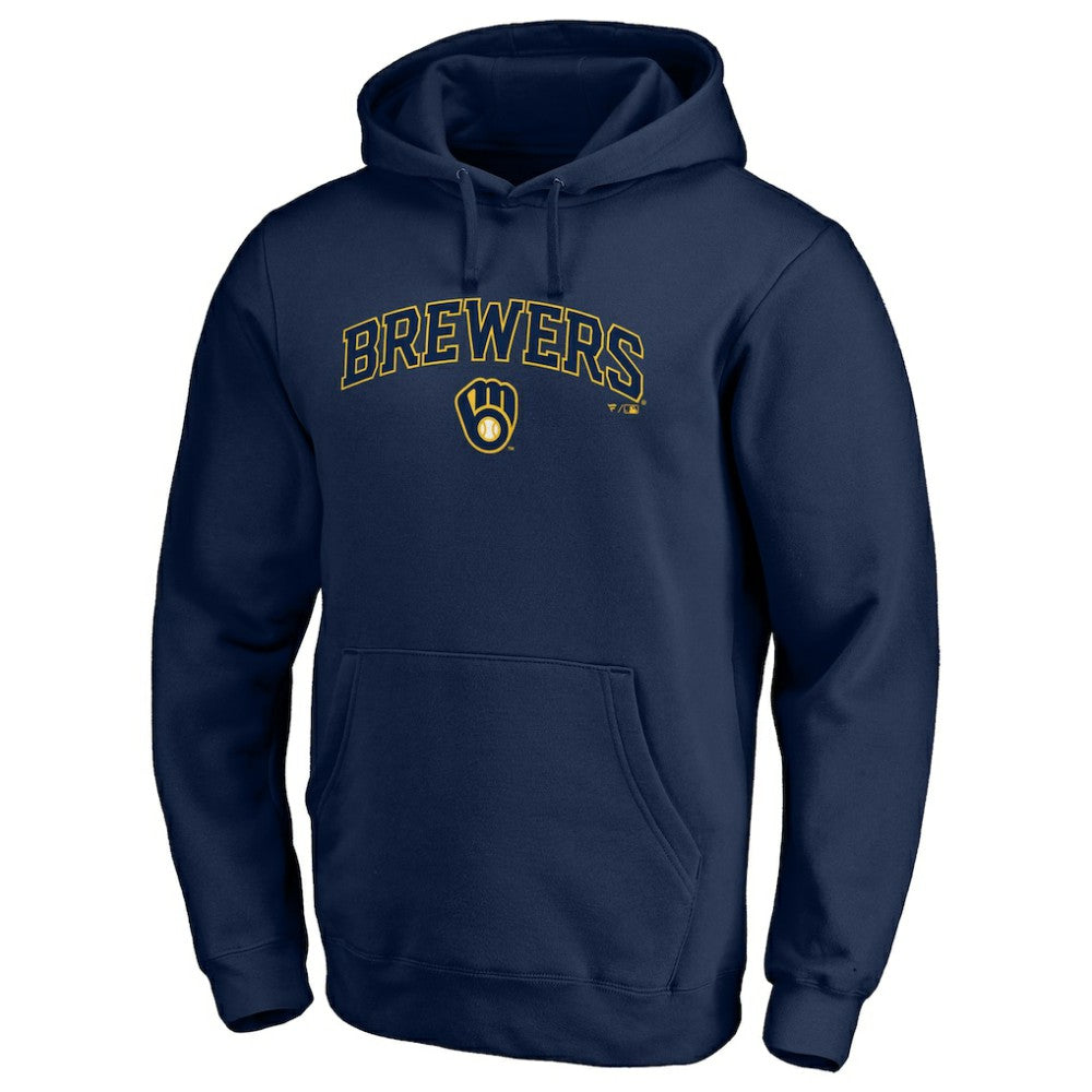 Milwaukee Brewers Team Lock Up Wordmark Pullover Hoodie - Navy Hoodies