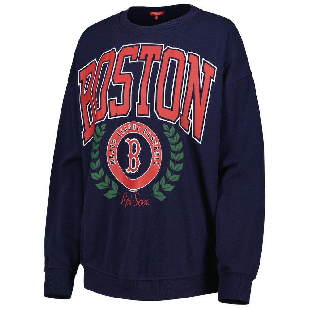 Boston Red Sox Mitchell & Ness Women's Logo Lt 2.0 Pullover Sweatshirt - Navy Pullover