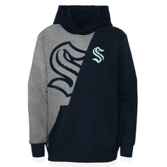 NHL Seattle Kraken Youth Unrivaled Pullover Hoodie - Heather Gray/Deep Sea Blue