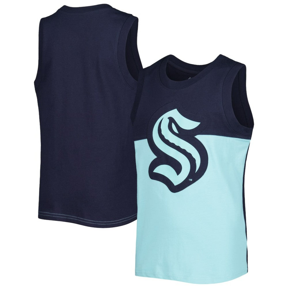 NHL Seattle Kraken Youth Revitalize Tank Top - Light Blue/Dark Sea Blue