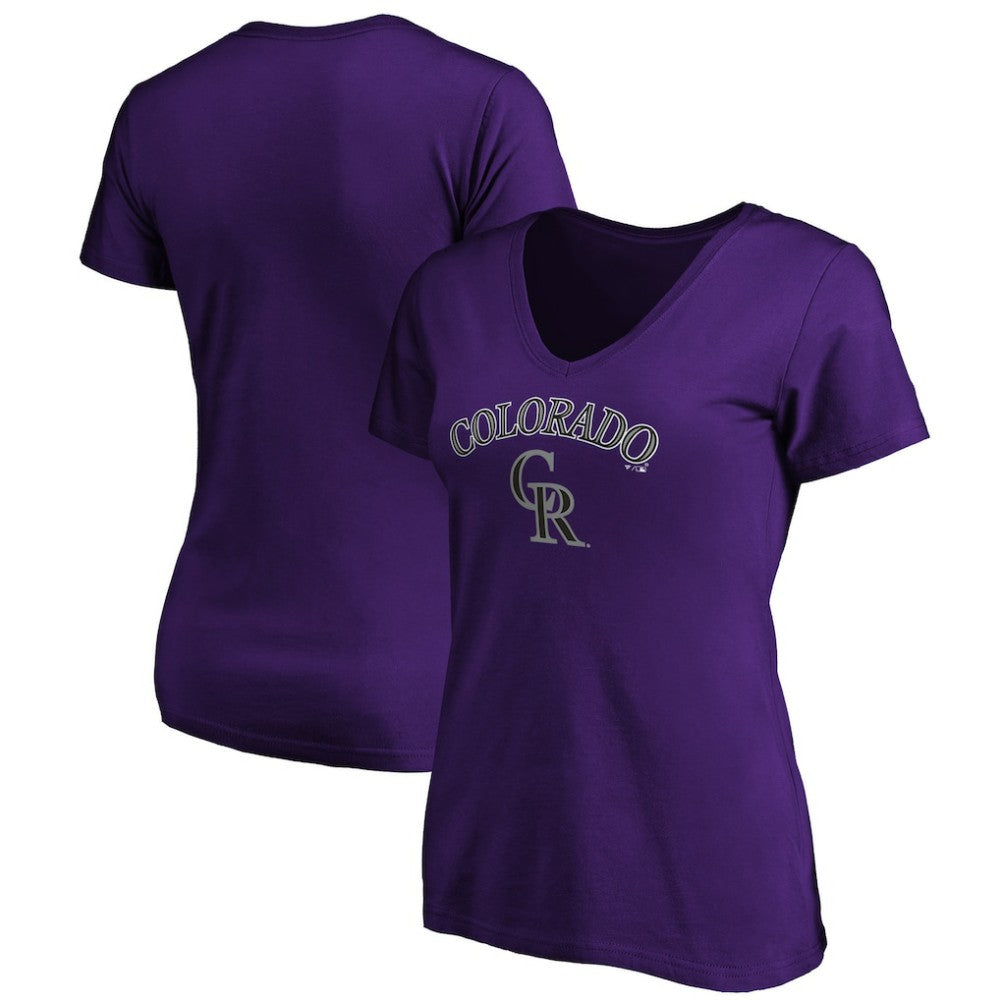 Colorado Rockies Women's Core Team Lock Up V-Neck T-Shirt - Purple T-shirts
