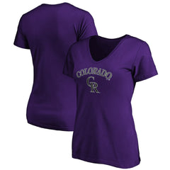 Colorado Rockies Women's Core Team Lock Up V-Neck T-Shirt - Purple T-shirts