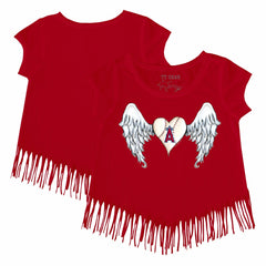 Los Angeles Angels Tiny Turnip Girls Youth Angel Wings Fringe T-Shirt - Red T-shirts