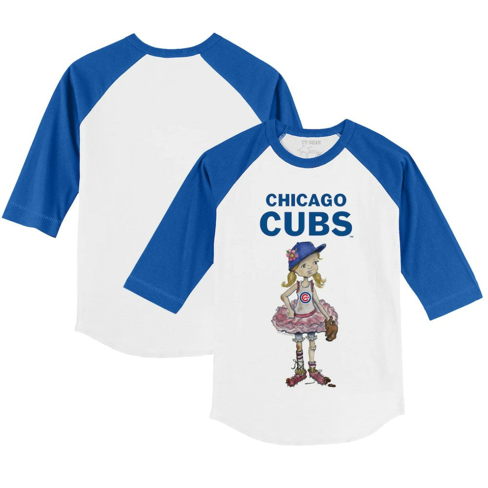 Chicago Cubs Tiny Turnip Youth Babes 3/4-Sleeve Raglan T-Shirt - White/Royal T-shirts