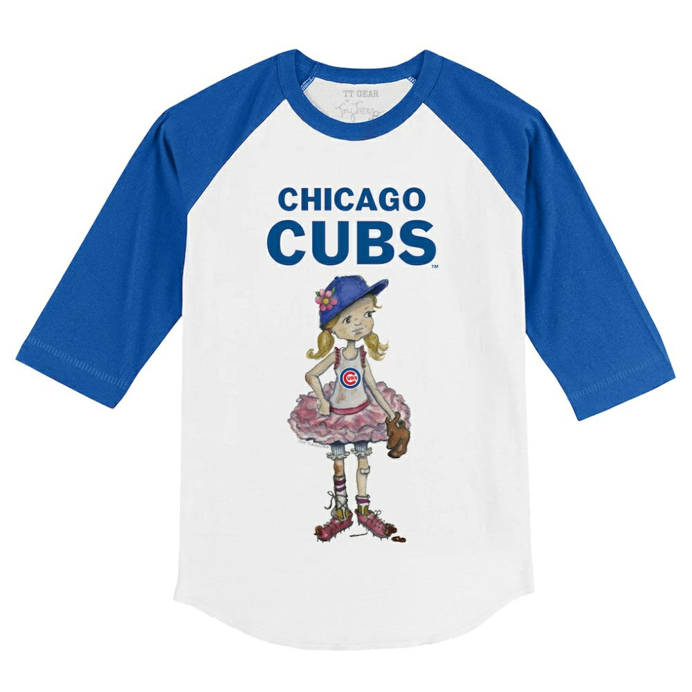 Chicago Cubs Tiny Turnip Youth Babes 3/4-Sleeve Raglan T-Shirt - White/Royal T-shirts