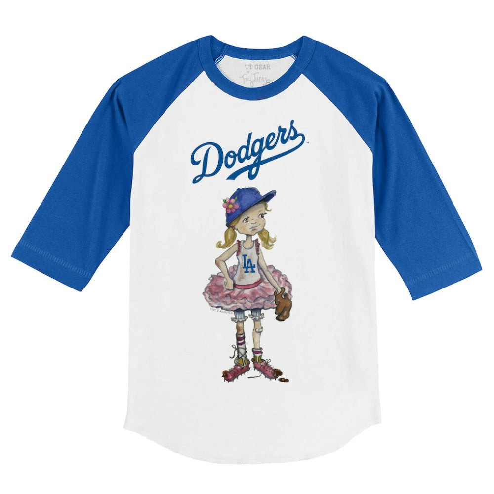 Los Angeles Dodgers Tiny Turnip Youth Babes 3/4-Sleeve Raglan T-Shirt - White/Royal T-shirts