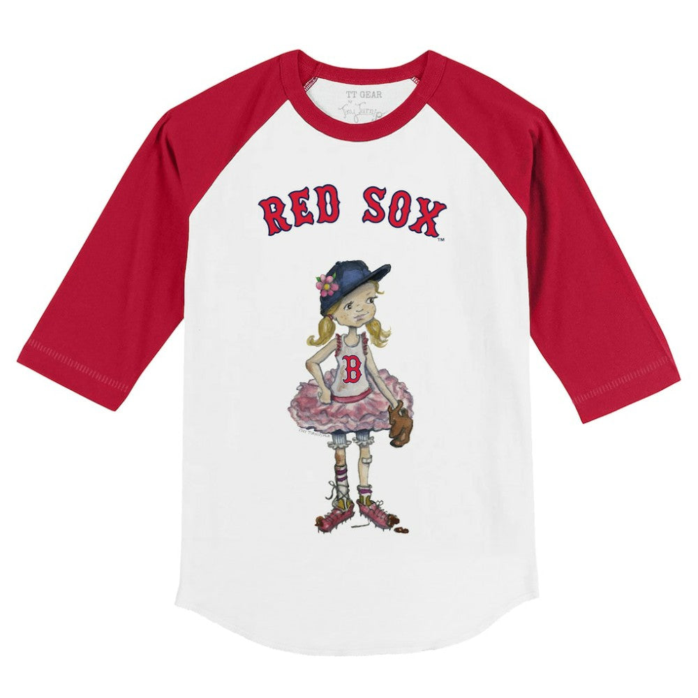 Boston Red Sox Tiny Turnip Youth Babes 3/4-Sleeve Raglan T-Shirt - White/Red T-shirts