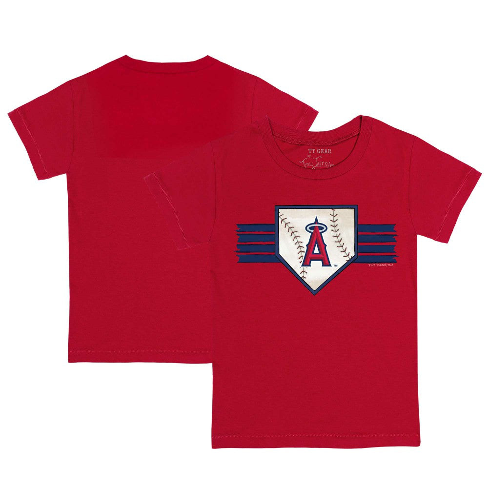 Los Angeles Angels Tiny Turnip Youth Base Stripe T-Shirt - Red T-shirts