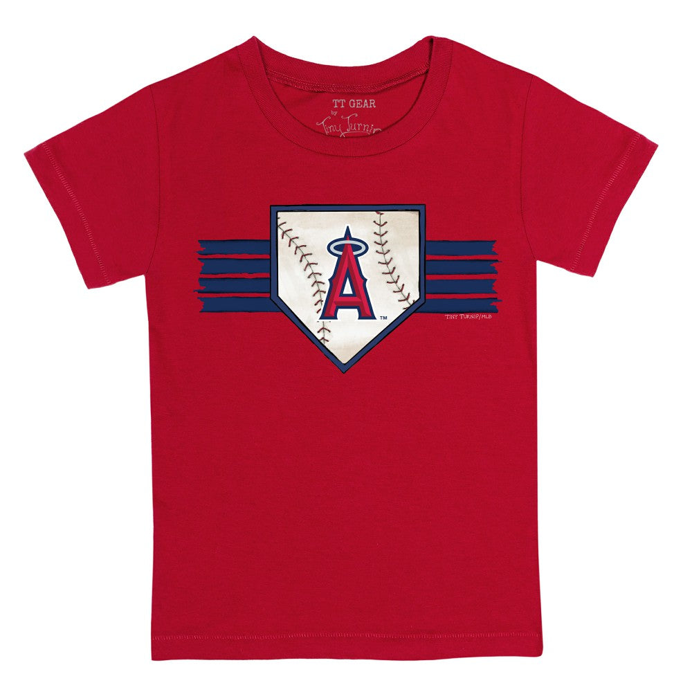 Los Angeles Angels Tiny Turnip Youth Base Stripe T-Shirt - Red T-shirts